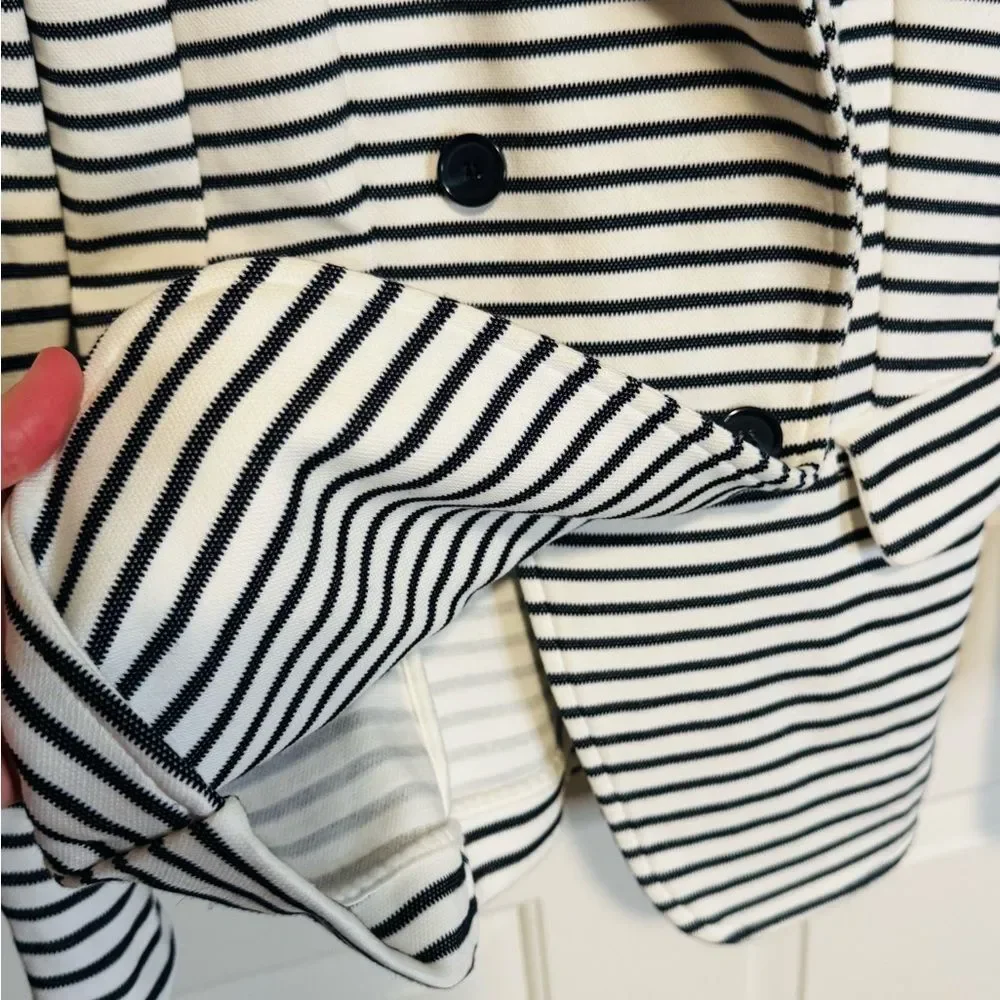 Banana Republic Striped Pea Coat in Black and White - Picture 9 of 9
